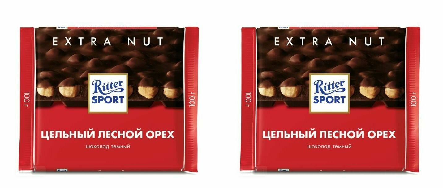 Ritter Sport Шоколад Горький цельный орех, 100 г, 2 шт