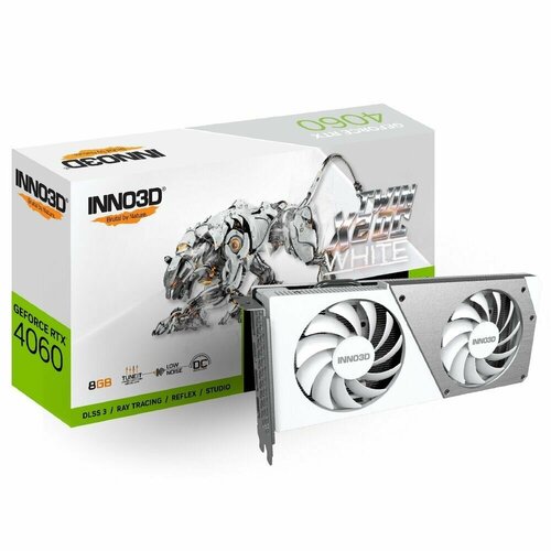 Видеокарта INNO3D RTX4060 TWIN X2 OC WHITE 8GB GDDR6 128-bit DPx3 HDMI 2FAN RTL