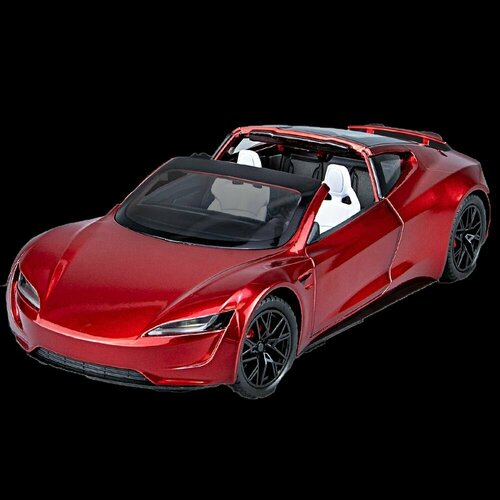 Машинка металлическая Tesla Roadster 1:24, Коллекционная модель машины для взрослых, Игрушечный автомобиль с звуковыми и световыми эффектами для детей автомобиль из сплава новая модель tesla s p100d 1 32 металлическая модель автомобиля шестидверная игрушечная машинка со звуком и светом подарок