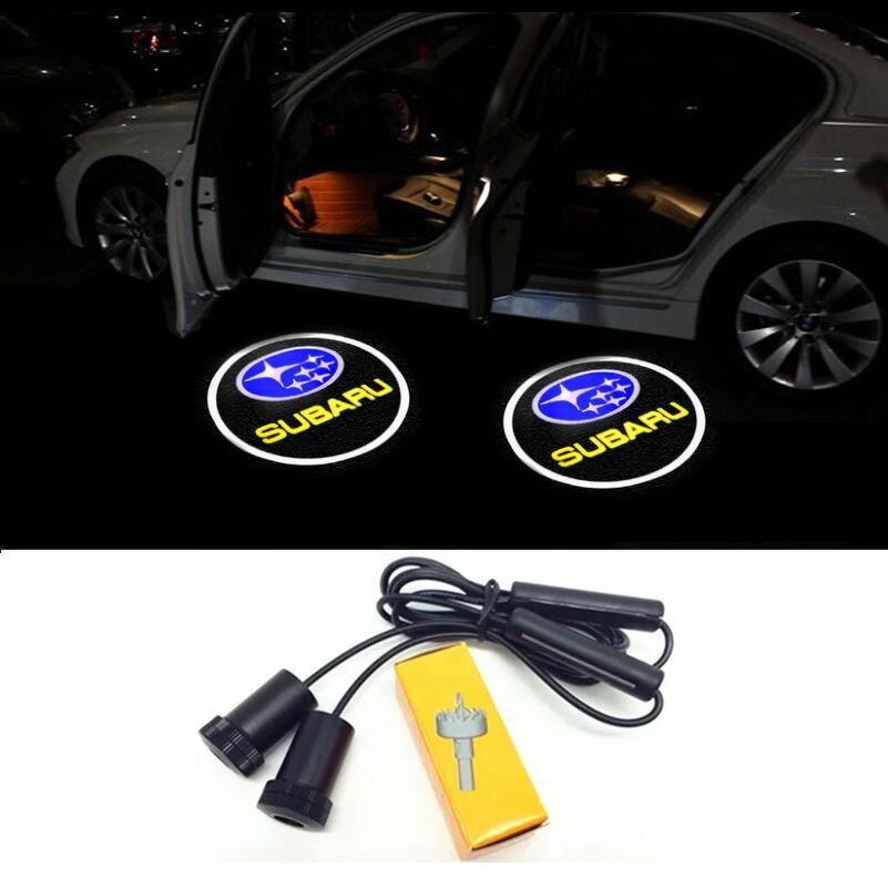 Светодиодная подсветка для двери автомобиля врезной проектор с логотипом Субару