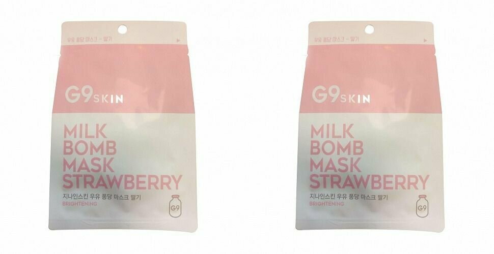 G9SKIN Маска для лица тканевая Milk Bomb Mask Strawberry, 25 мл, 2 шт /