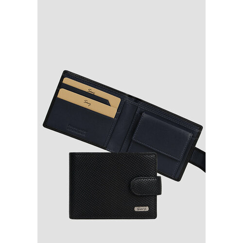 фото Кошелек saaj sm16, фактура гладкая, черный, синий