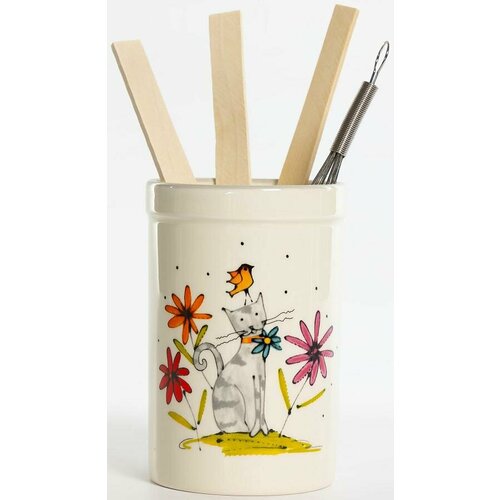 Набор кухонных принадлежностей серый КОТ 5 подставка 85х85х220мм дерев ложка вилка лопатка метал венчик цветная упаковка 785₽