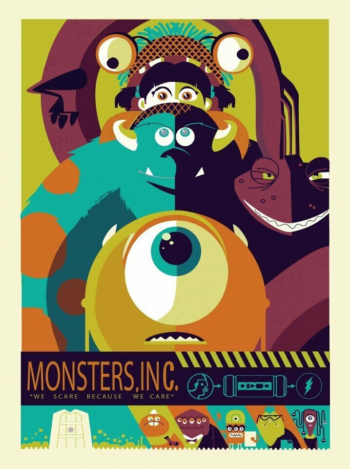 Плакат постер на бумаге Monster inc/Корпорация монстров/. Размер 21 х 30 см