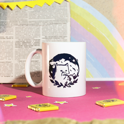 Кружка ШКЯ Котик с сижкой