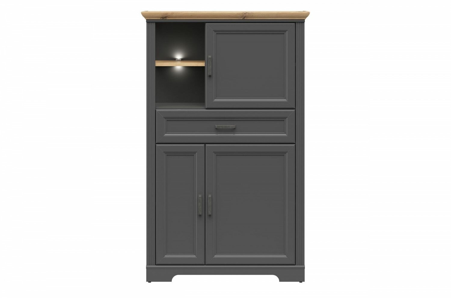 Шкаф БРВ мебель Жасмин REG3D1S с подсветкой (Графит/Дуб артизан)