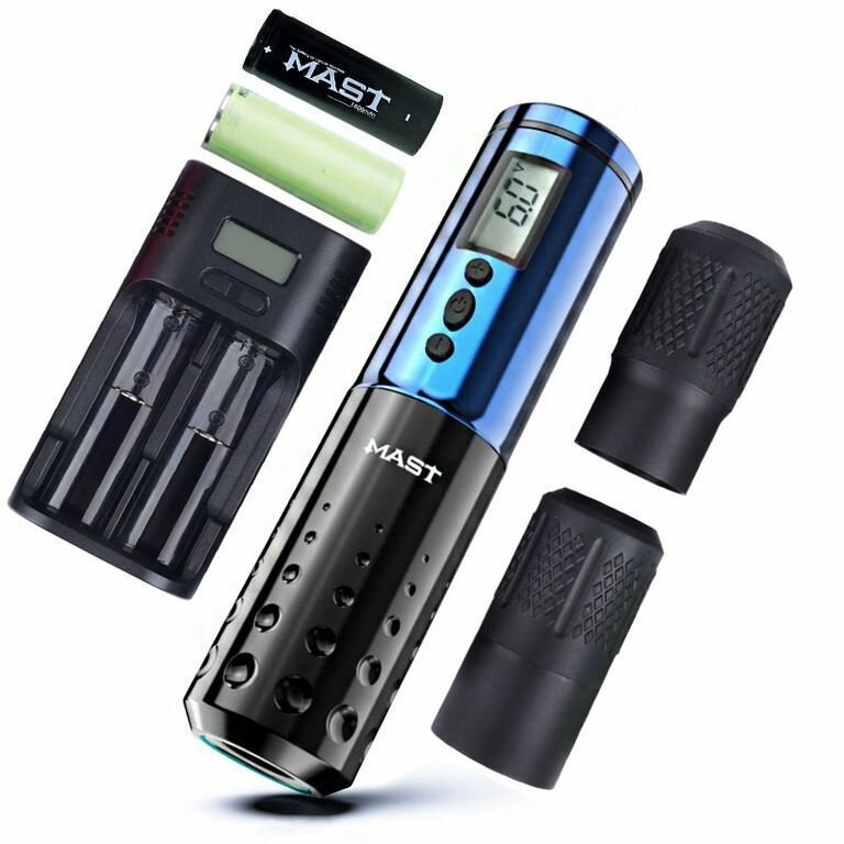 Беспроводная машинка для тату и перманентного макияжа, татуажа MAST Lancer Wireless Stroke 3.5mm Blue