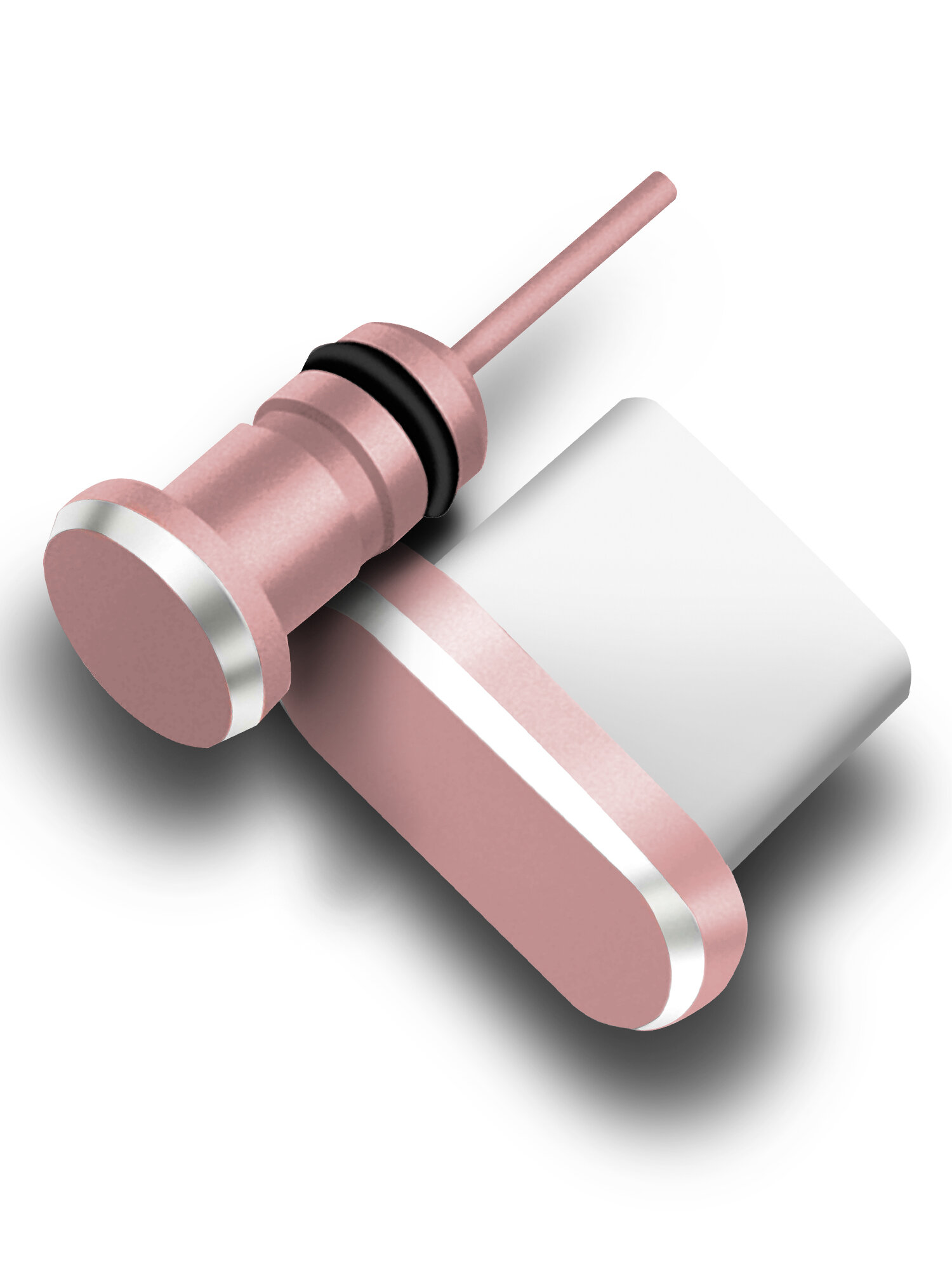 Комплект пылезащитных заглушек для разъема зарядки и наушников (AUX) для Type-C (2шт.) розовое золото, Brozo