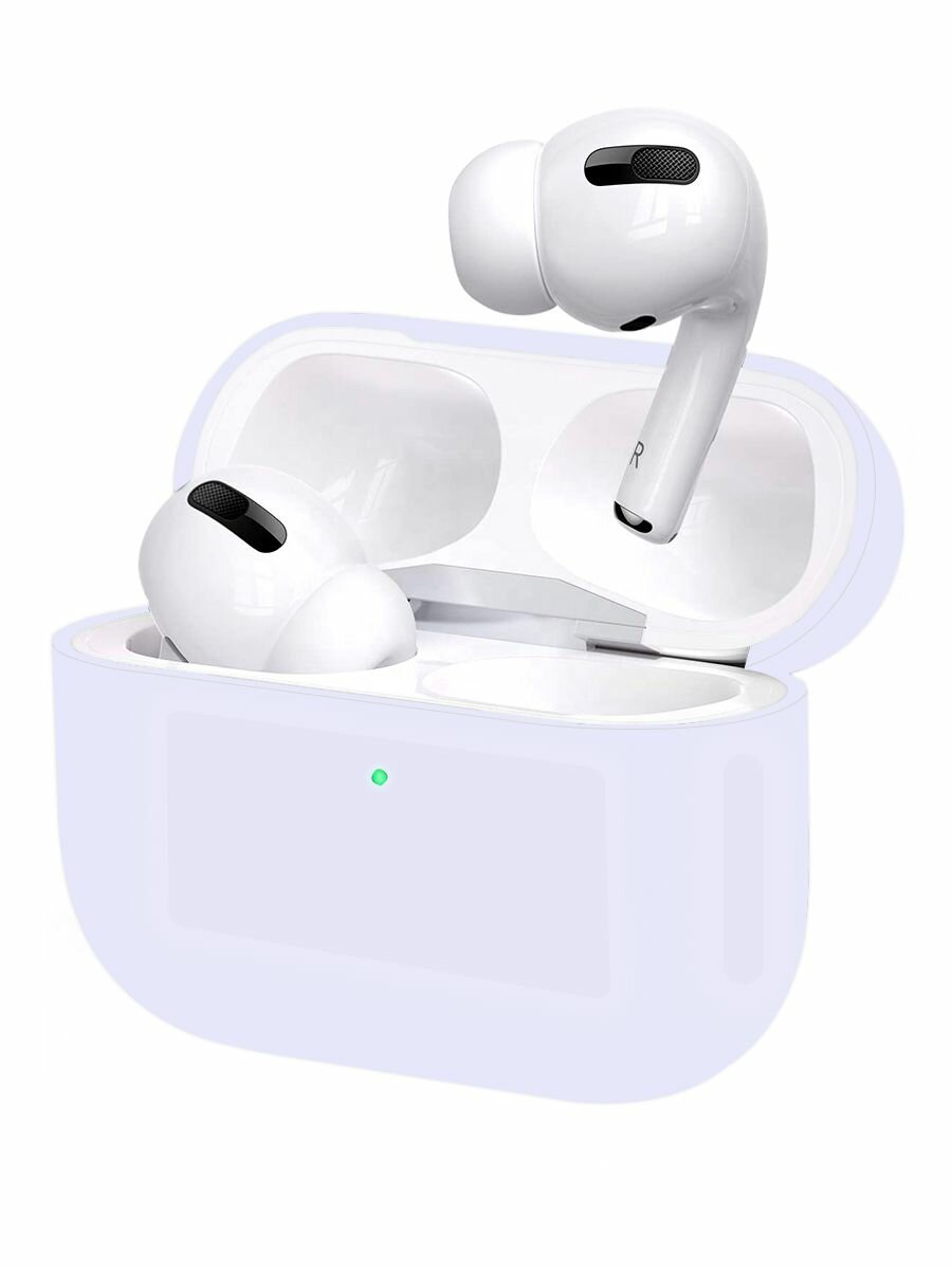 Силиконовый чехол (футляр) для наушников Apple AirPods Pro/ кейс на аирподс про, цвет голубой