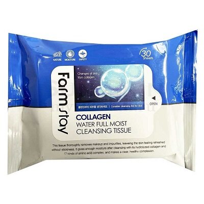 FarmStay Салфетки увлажняющие с коллагеном - Collagen water full moist cleansing tissue, 30шт