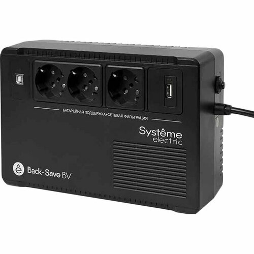 источник бесперебойного питания systeme electric bvse600i ИБП Systeme Electric Back-Save BV 800 ВА, Schuko, 230В, USB (BVSE800RS)