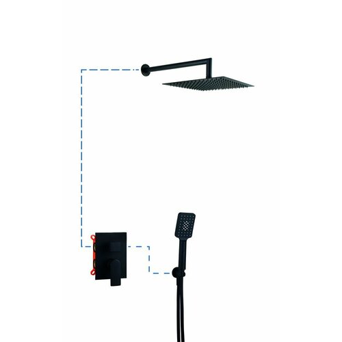 Душевой комплект AQG Alpha 19ALPEC20805 на 2 потребителя, черный матовый