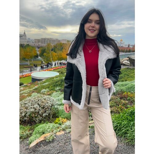 Дубленка , размер 44, черный