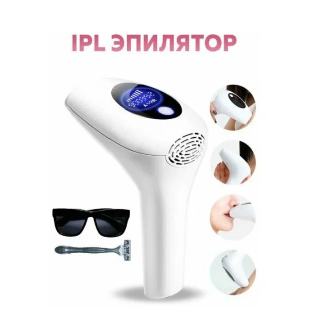 фото Лазерный фотоэпилятор Intense Pulsed Light + Защитные очки + Бритвенный станок (белый)
