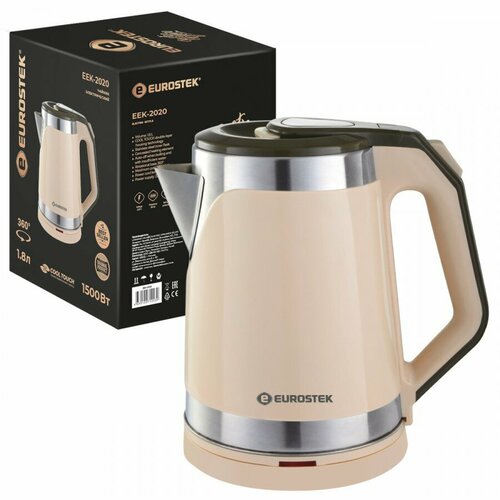 Чайник электр Eurostek EEK-2020 диск 18л 15кВт двойной корпус пластикнерж сталь розовый арт 838621 225600₽