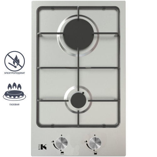 Варочная панель газовая Kitll KGS 3001 INOX 2 конфорки 30x52 см цвет нержавеющая сталь 699200₽