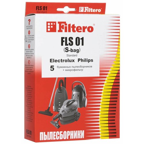 Мешки-пылесборники Filtero FLS 01 (S-bag)Standard,5 шт.+микрофильтр, для пылесосов ELECTROLUX, PHILIP мешок для пылесоса filtero fls 01 s bag 3 ultra