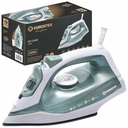 Утюг Eurostek EEI-2400 24кВт подошва керам самоочистка вертик отпаривание бирюзовый арт 858100 356200₽