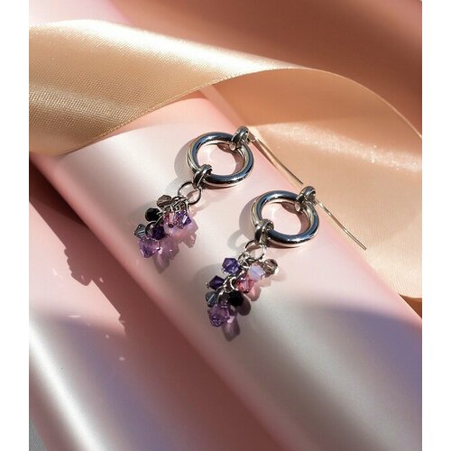 Серьги с подвесками inori, кристаллы Swarovski, розовый, серебряный