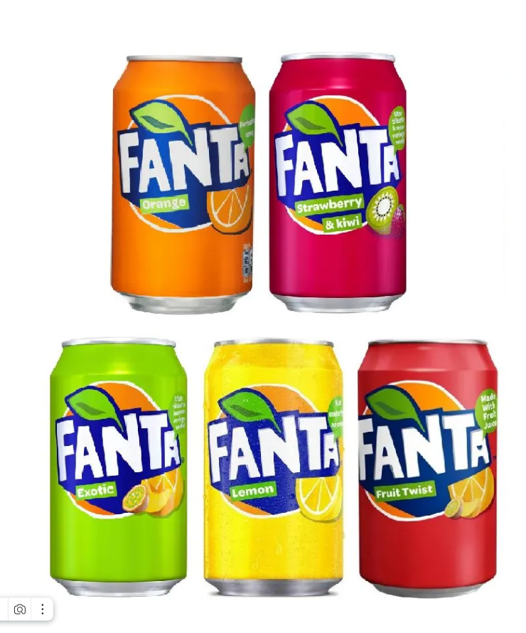 Набор газированных Fanta (Фанта), Европа, ( 5 банок по 0.33 л)