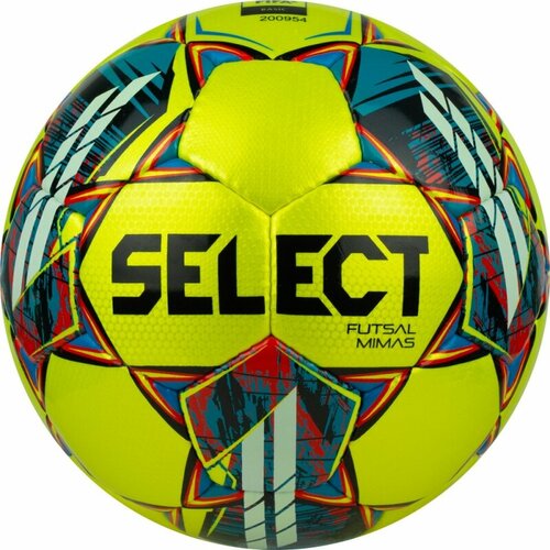 Мяч футзальный SELECT Futsal Mimas, 1053460550, размер 4, BASIC, 32 панели, гладкий ПУ, ручная сшивка, жел-сине-красный