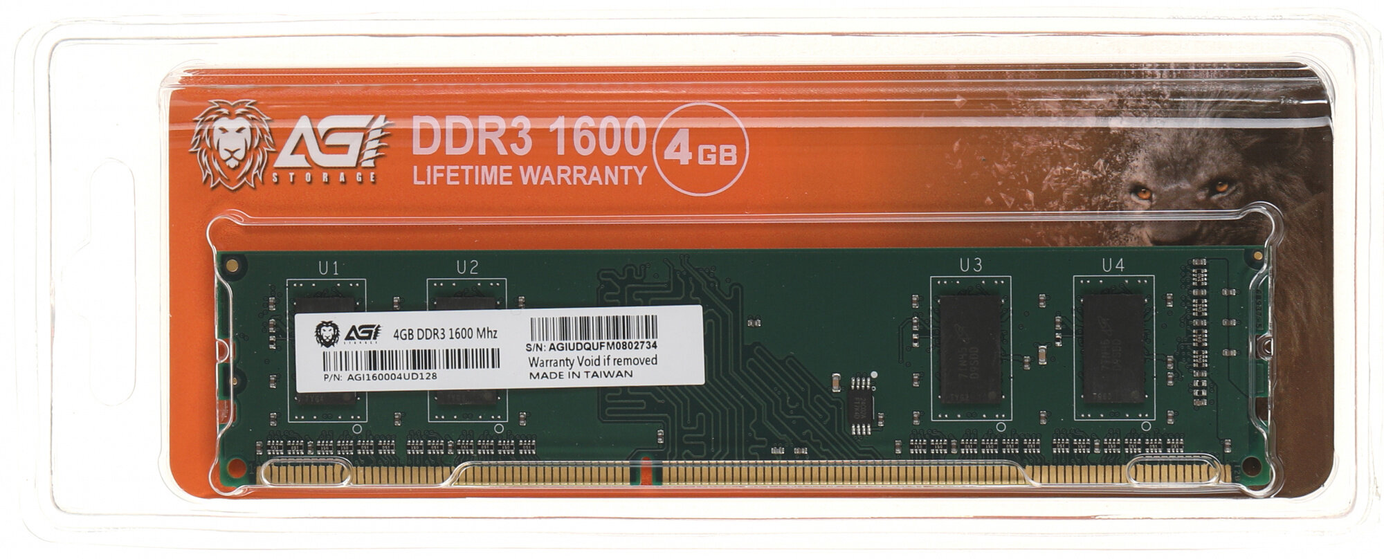 Оперативная память AGI DIMM 4GB DDR3-1600 (160004UD128) — фото 2