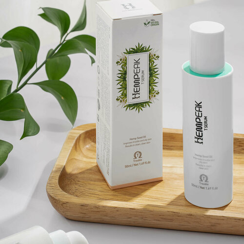 Сыворотка для лица с АНА-кислотами, маслом семян Конопли, осветляющая, увлажняющая, сужает поры и улучшает цвет лица, Корея, HEMPEAK T Serum, 50 мл