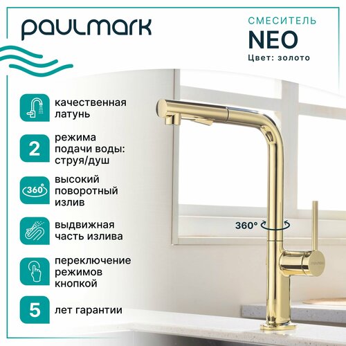 Смеситель для кухни Neo Ne214419-G Золото