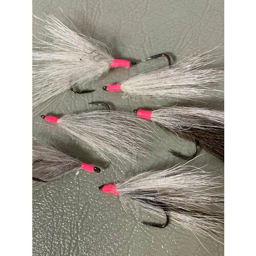 Мушка из натуральной козы на одинарном крючке 6 шт.