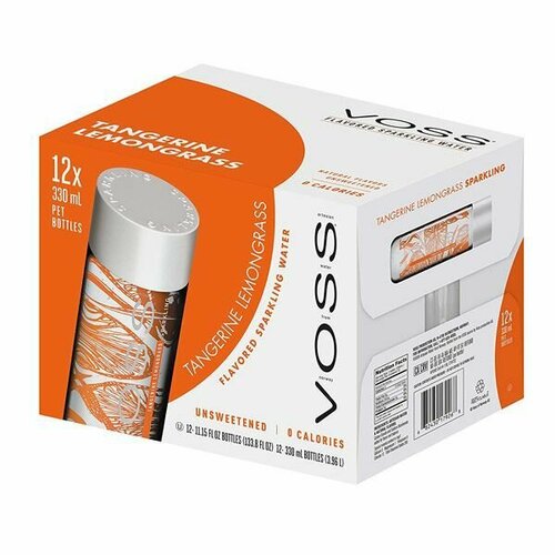 Вода минеральная VOSS (восс) Tangerine Lemongrass, газированная, 0.33 х 12 шт