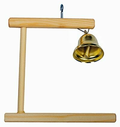 фото Дарэлл Качели для попугая деревянные с колокольчиком 120х8х110мм