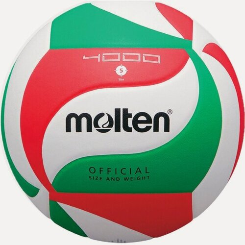 Изображение товара Мяч волейбольный Molten V5M4000X р. 5, 18 панелей, синт. к. ПУ, клеен, бело-красно-зеленый