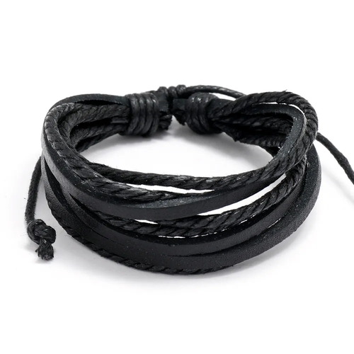 Браслет Bandashop, 1 шт., размер 21 см, размер one size, черный мужской кожаный браслет плетёный многослойный чёрный