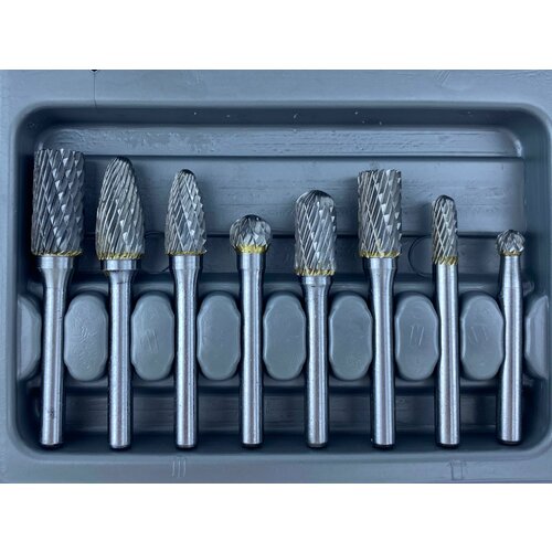 Борфрезы Радиус Авто твердосплавные для гравера, набор, 8 шт.