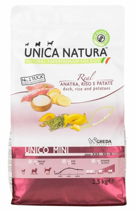 UNICA Mini сухой корм для собак мелких пород с уткой, рисом и картофелем, 2,5 кг