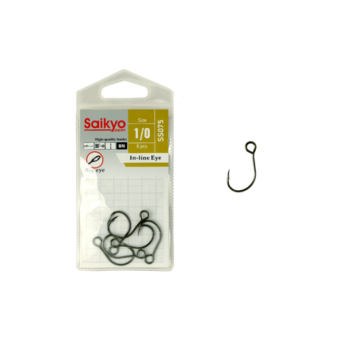 фото Крючки saikyo ss075-bn in-line eye №1/0 (6 шт.) ss075-bn1/0-6