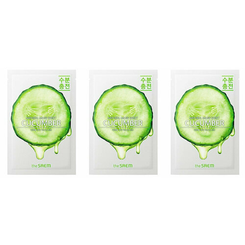 маска на тканевой основе для лица с экстрактом огурца the saem natural cucumber mask sheet 1 шт The Saem Маска на тканевой основе для лица с экстрактом огурца Natural Cucumber Mask Sheet 21мл 3шт