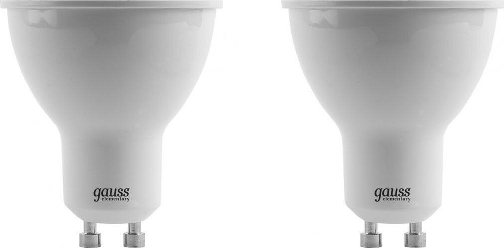Светодиодная лампа Gauss LD13616 5.5W эквивалент 50W 3000K 430Лм GU10 для спотов MR16 (комплект из 2 шт)
