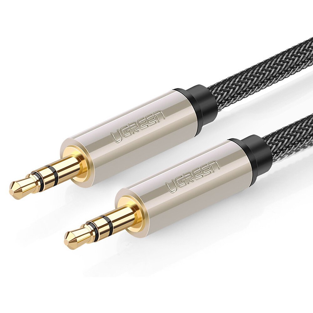 Кабель Ugreen AV125 3.5 mm to 3.5 mm Audio Cable Braided Cable (1 метр) чёрный (10602)