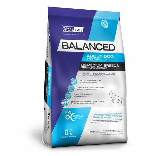 Сухой корм Vitalcan Balanced Dog Adult для взрослых собак средних пород, с курицей, 12 кг