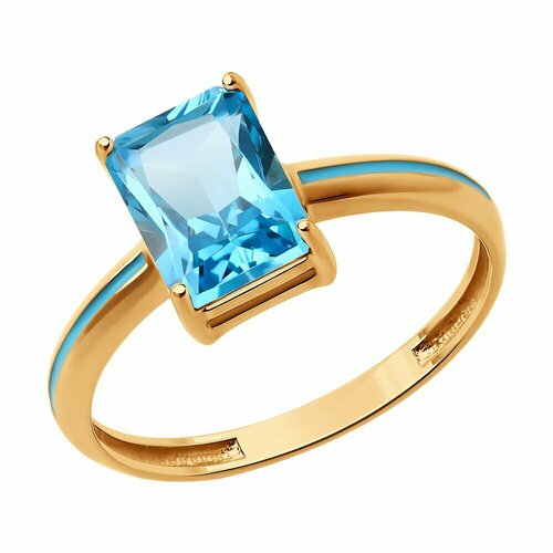 фото Кольцо diamant, красное золото, 585 проба, топаз, эмаль, размер 18.5