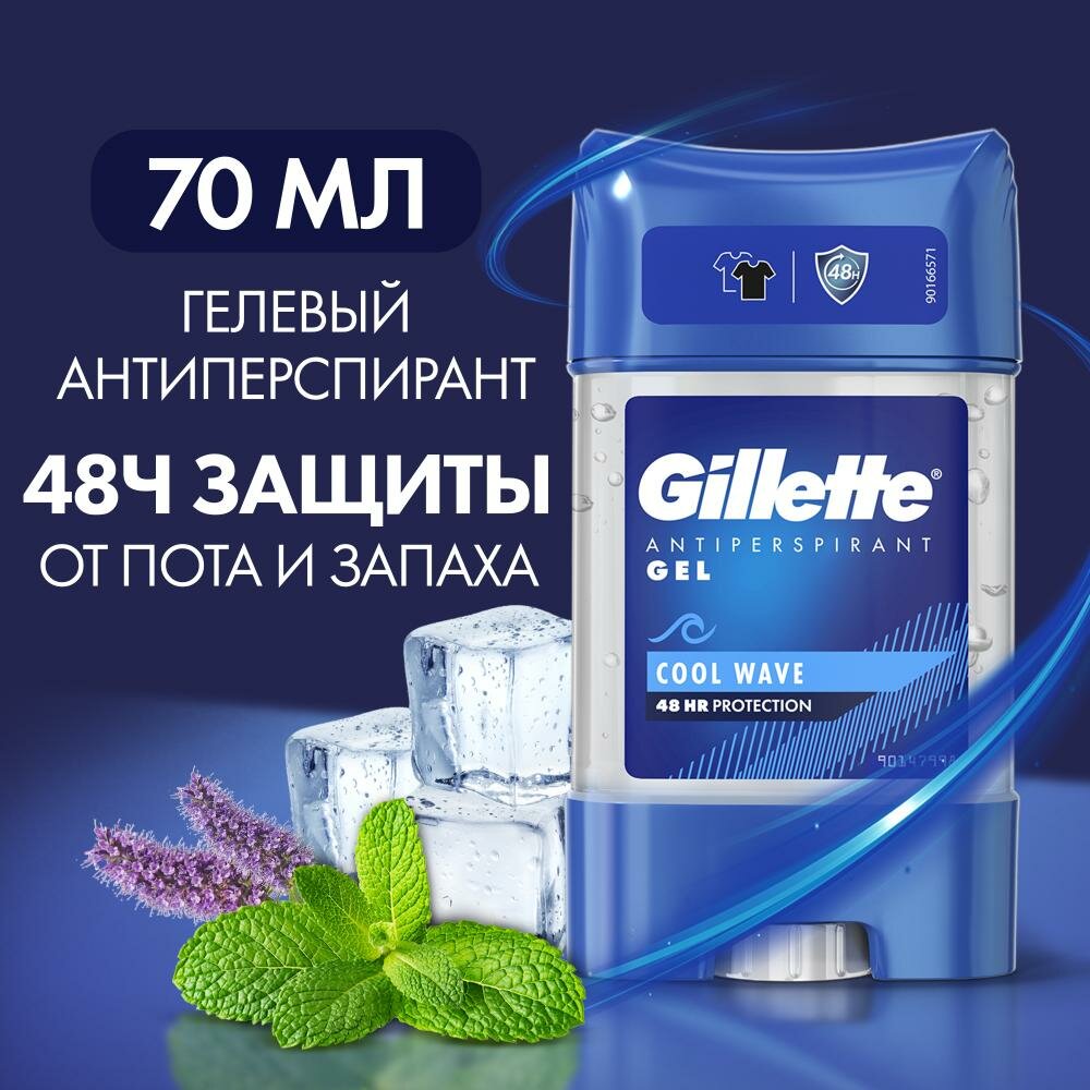 Гелевый дезодорант-антиперспирант Gillette "Cool Wave", 70мл