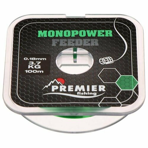 фото Леска preмier fishing monopower feeder, диаметр 0.18 мм, тест 3.7 кг, 100 м, зелёная (комплект из 12 шт) premier fishing