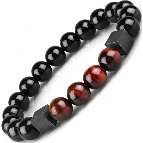 фото Браслет everiot, агат, бычий глаз, размер 23 см, черный