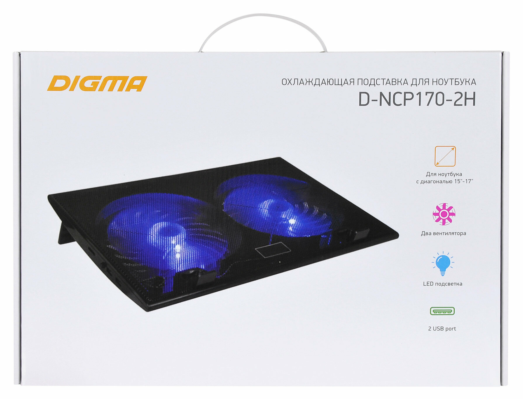 Подставка для ноутбука DIGMA D-NCP170-2H 17290x270x25мм 2xUSB 2x 160ммFAN 700г черный