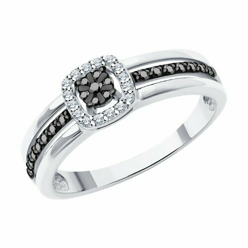 фото Кольцо diamant online, белое золото, 585 проба, бриллиант, размер 17.5, черный