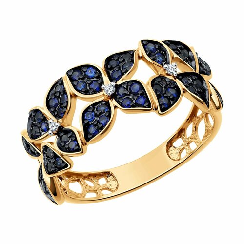 Кольцо Diamant online, золото, 585 проба, бриллиант, корунд, размер 18