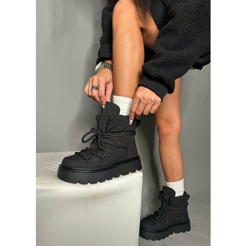 фото Угги alientory дутики со шнурками, размер 38, черный