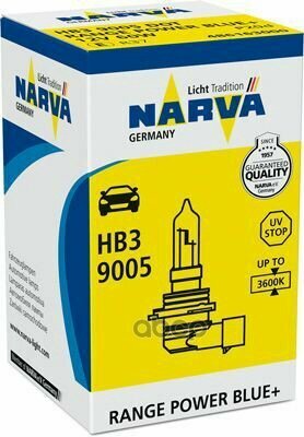 Лампа Hb3 9005 Range Power Blue+ 12V 60W Hb3 9005 Rpb+ 12V 60W P20d C1 Narva арт. 48616 3000