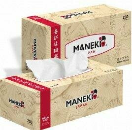 Maneki Kabi Салфетки-выдергушки двухслойные бумажные гладкие белые 250 шт